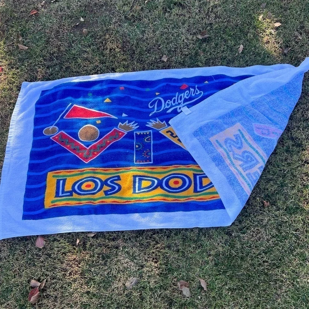 Vintage Los Angeles Dodgers LA MLB Promotional Beach Towel Viva Los Dodgers